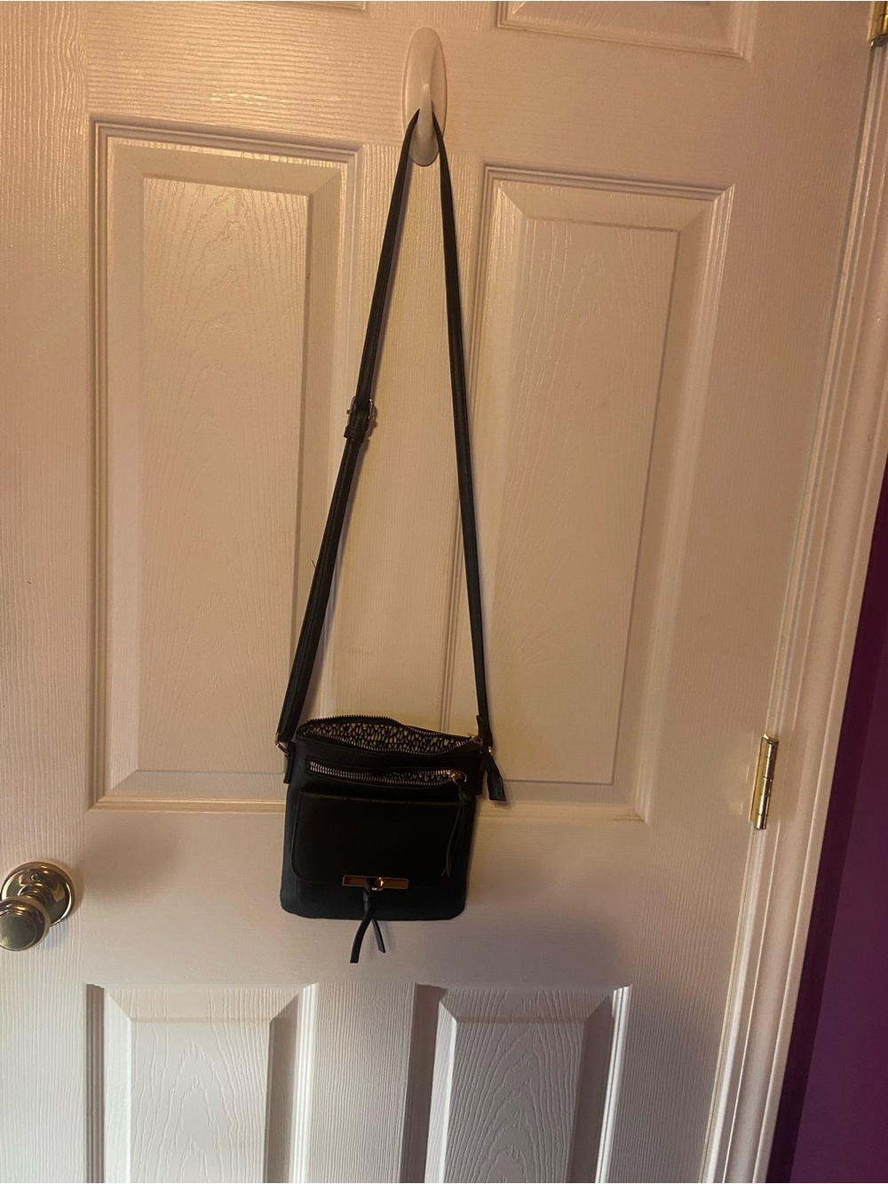Rosetti Black Crossbody Shoulder Bag with Gold Accent